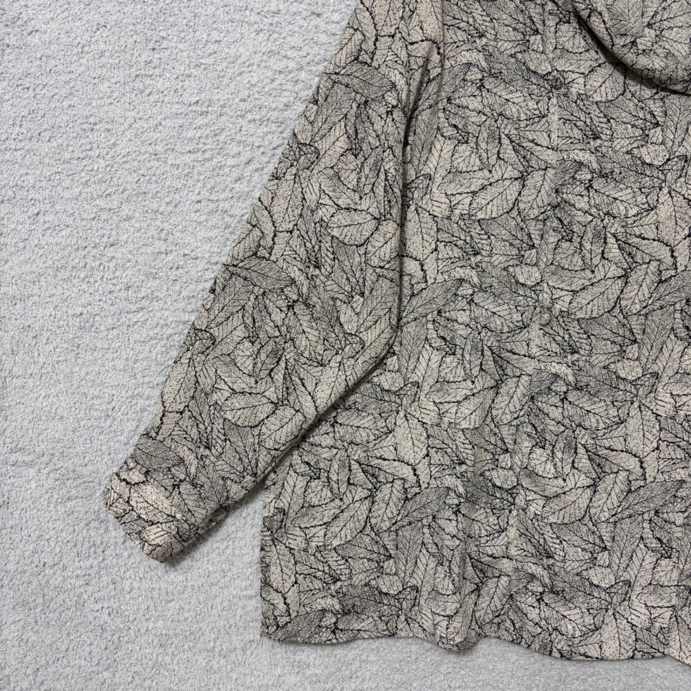 Lightweight Wrap Blouse Flowy Neutral Leaf Print Long Sleeve Work Casual 20W - Picture 6 of 14